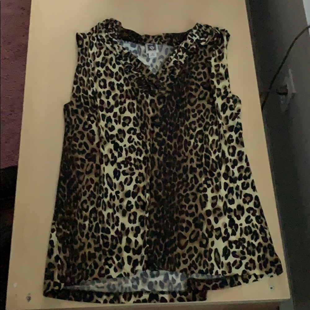 Cheetah Short Sleeve Blouse- Anne Klein